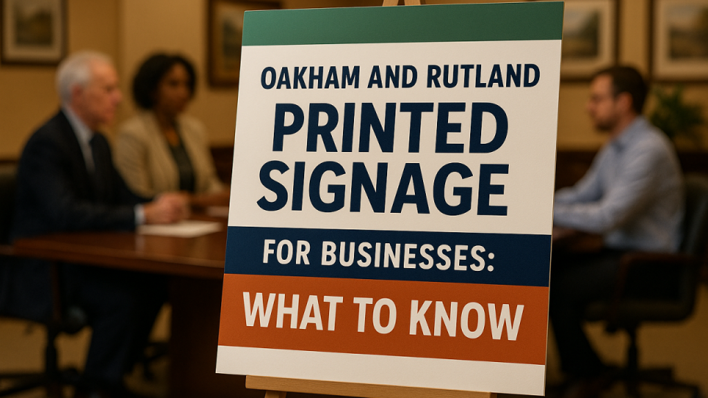 Litho printed indoor signage in Rutland office