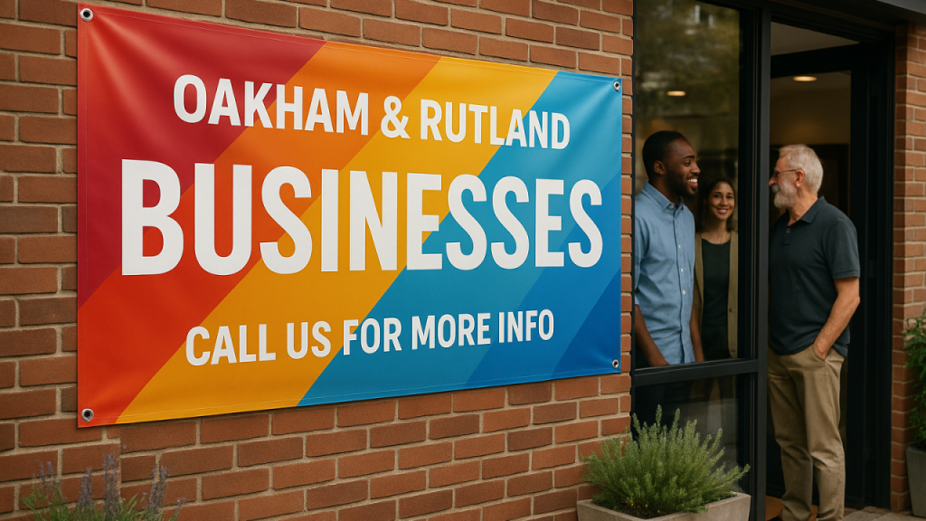 Wide format banner outside business in Oakham
