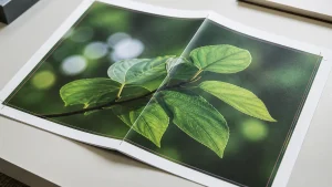 Full-bleed booklet cover artwork spread with crop marks, trim area and safe margins