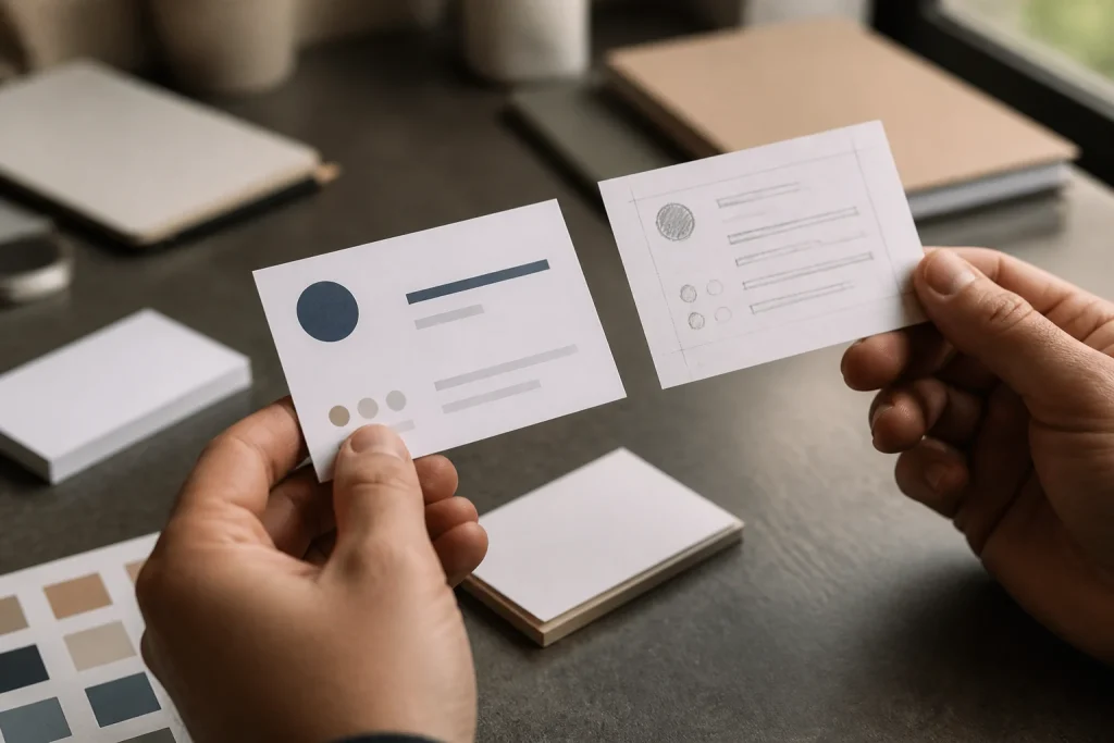 Business card layout with clear contact detail hierarchy