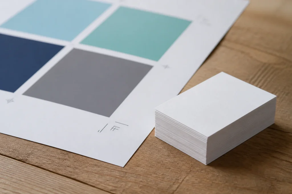 Approved master artwork and blank business cards for consistent staff printing