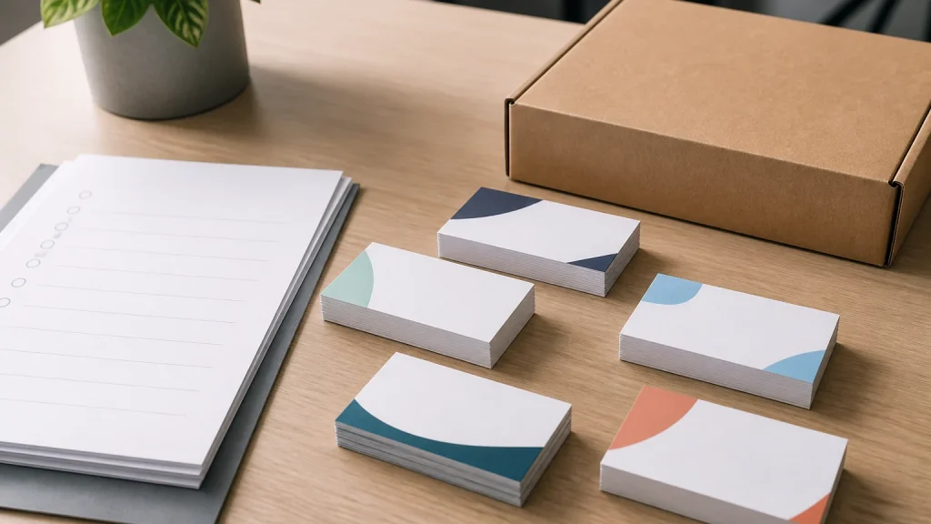 Business card printing UK starter pack with coordinated blank staff cards