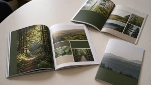 Open stapled campaign booklet with a clear, consistent page layout for design and print stapled booklets.
