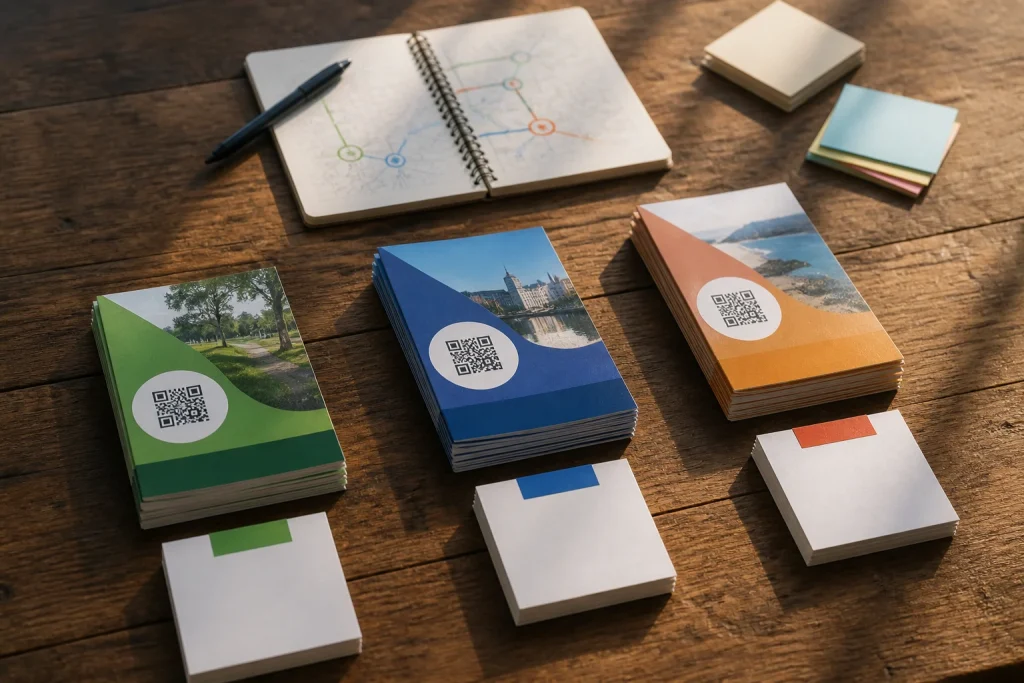 Separate flyer printing batches using different QR codes for campaign route tracking