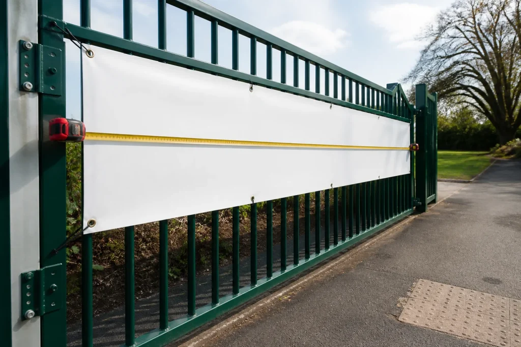 Measuring an outdoor entrance space for large vinyl banner printing