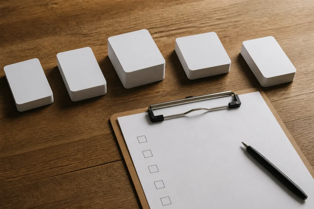 Grouped business card orders for new starters with a central checking process