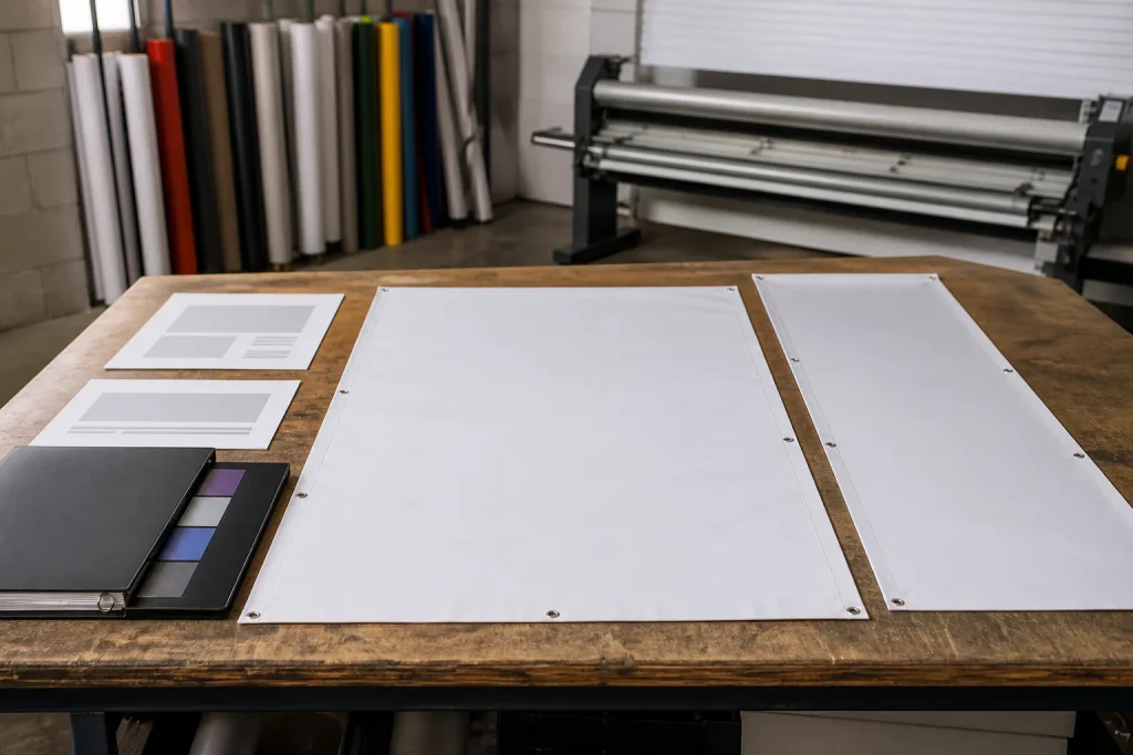 Planning related PVC banner layouts for different display locations