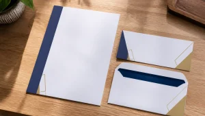 Business stationery printing set with coordinated letterhead, compliment slip and envelope