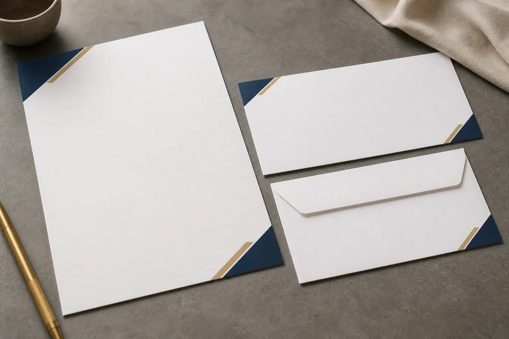 Coordinated letterhead, compliment slip and envelope for business stationery printing