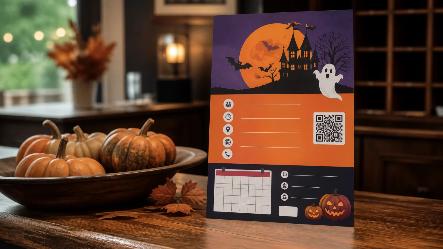 Halloween flyer printing example for a seasonal activity booking