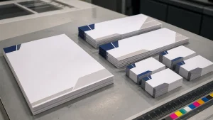 Consistent printed stationery prepared for repeat litho printing orders