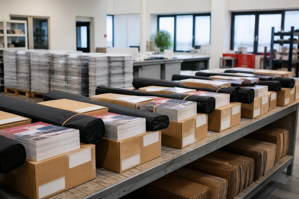 Print campaign packs prepared for delivery to multiple locations for print company East Midlands.