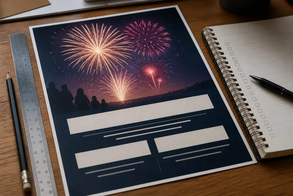 Fireworks Night flyer proof checked for clear event details
