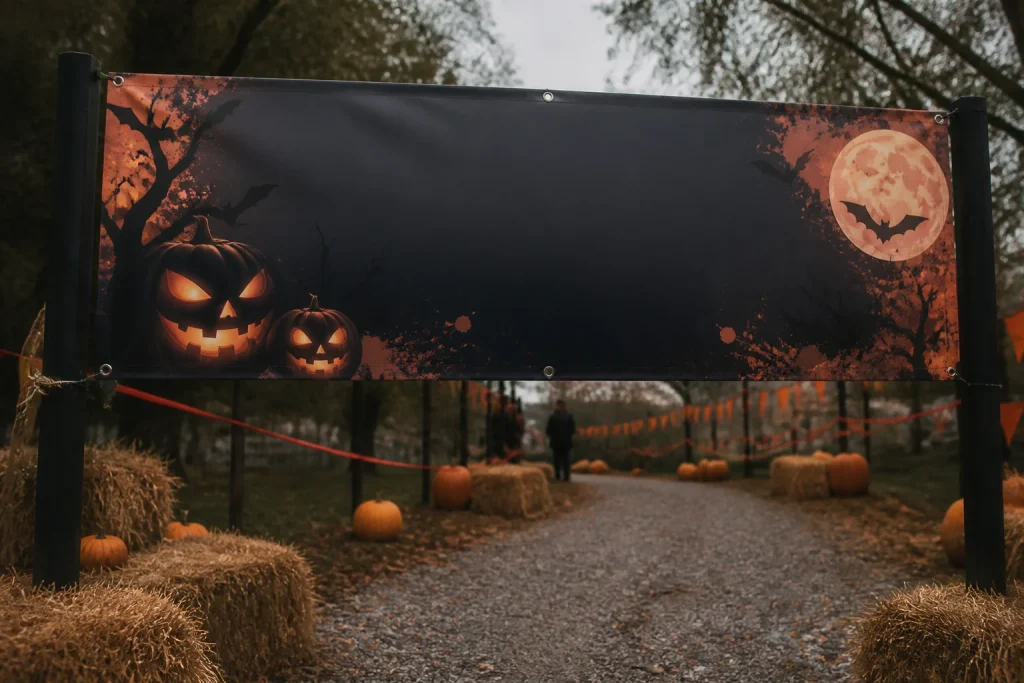 High-contrast artwork concept for outdoor Halloween banner printing